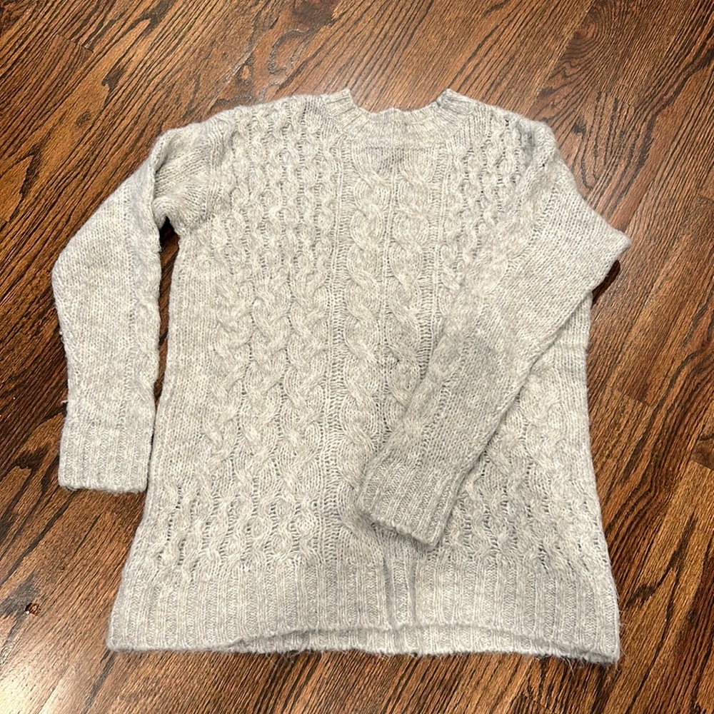 American Eagle Jegging Fit, Heathered Gray Cable Pull Over Sweater, XXS